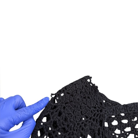 FREE PEOPLE Black Cotton Open Back Crochet Sweater XS - Picture 9 of 16